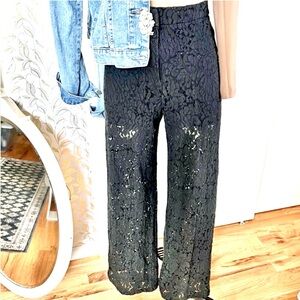 Whimsigoth Black Lace High Rise Trousers Sz M (fits small)